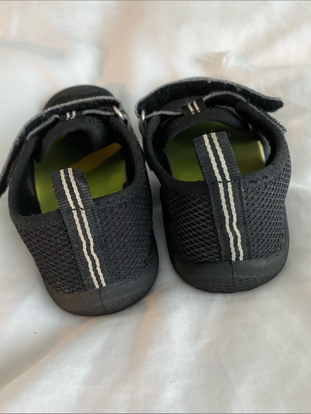 Nautica Black Kids Mesh Hook-and-Loop Water Shoes with Lime Accent